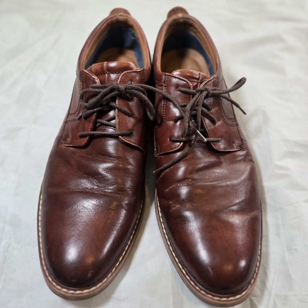 Steve Madden Oakes Men's Brown Leather Derby Dress Shoes Size 13 Lace Up Comfort